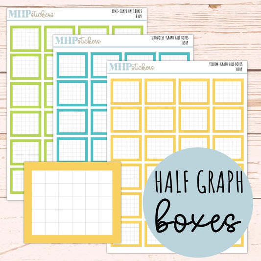 Half Graph Box Stickers for 7x9 Planners. Functional Planner Stickers || B309
