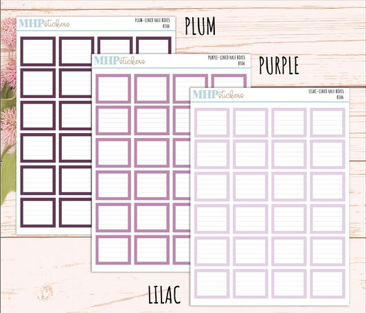 Half Lined Box Stickers for 7x9 Planners. Functional Planner Stickers || B306