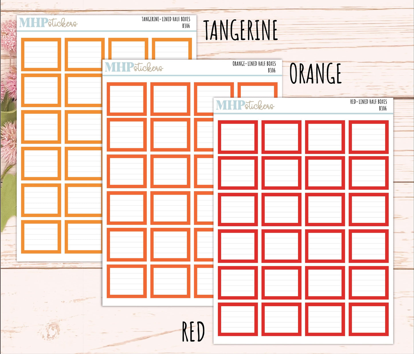 Half Lined Box Stickers for 7x9 Planners. Functional Planner Stickers || B306