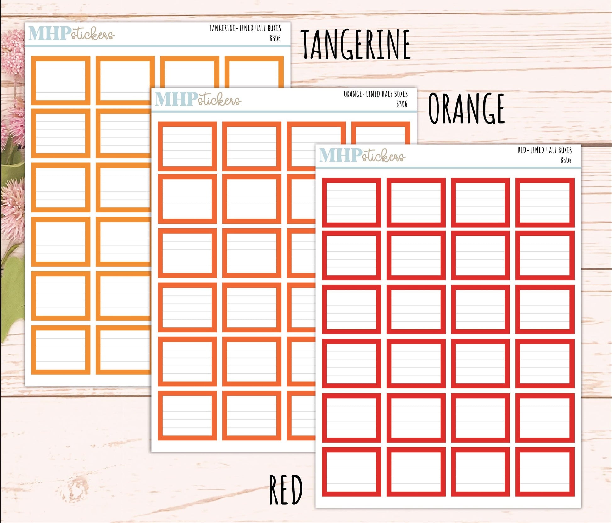 Half Lined Box Stickers for 7x9 Planners. Functional Planner Stickers || B306