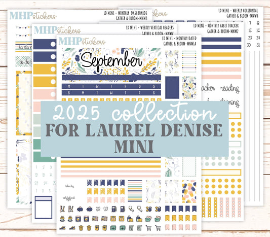 SEPTEMBER 2025 Stickers for MINI Horizontal & Vertical Laurel Denise Planners. "Gather and Bloom" || MN