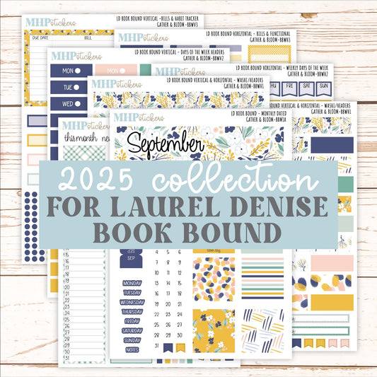 SEPTEMBER 2025 Stickers for Laurel Denise Book Bound Planner (Amanda's Collab). "Gather and Bloom" || BB