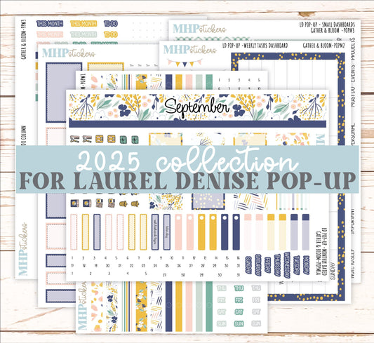 September 2025 Stickers for Laurel Denise POP-UP Planner. "Gather and Bloom" || POP