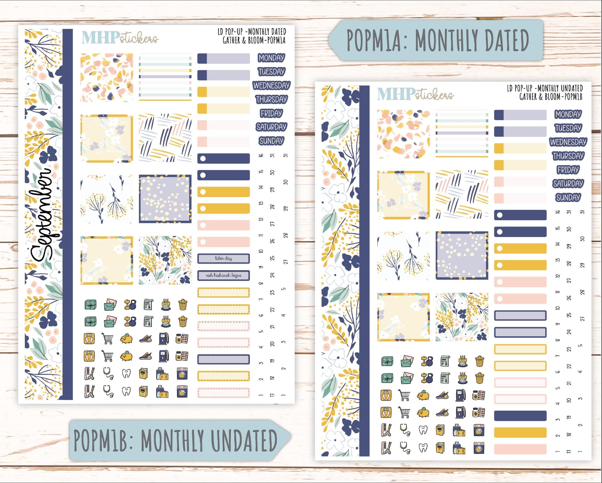 September 2025 Stickers for Laurel Denise POP-UP Planner. "Gather and Bloom" || POP