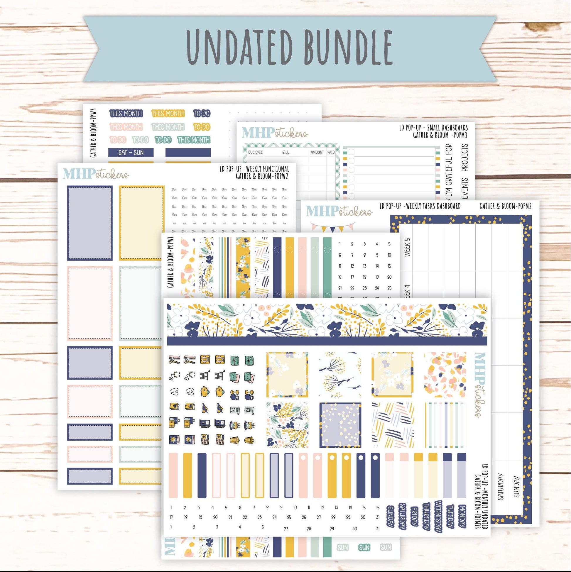 September 2025 Stickers for Laurel Denise POP-UP Planner. "Gather and Bloom" || POP