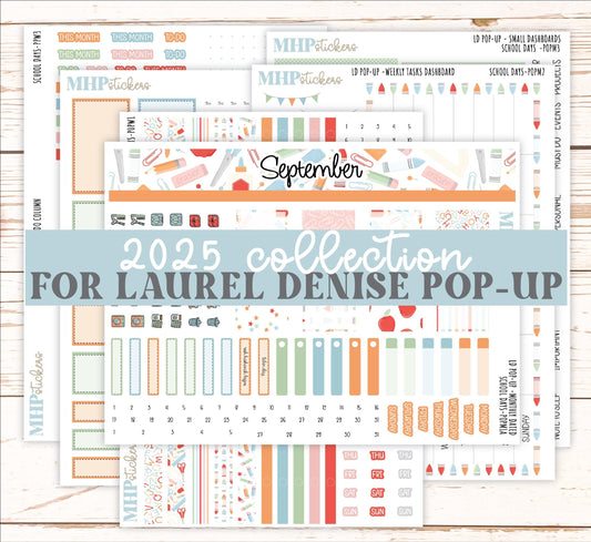 September 2025 Stickers for Laurel Denise POP-UP Planner. "School Days" || POP