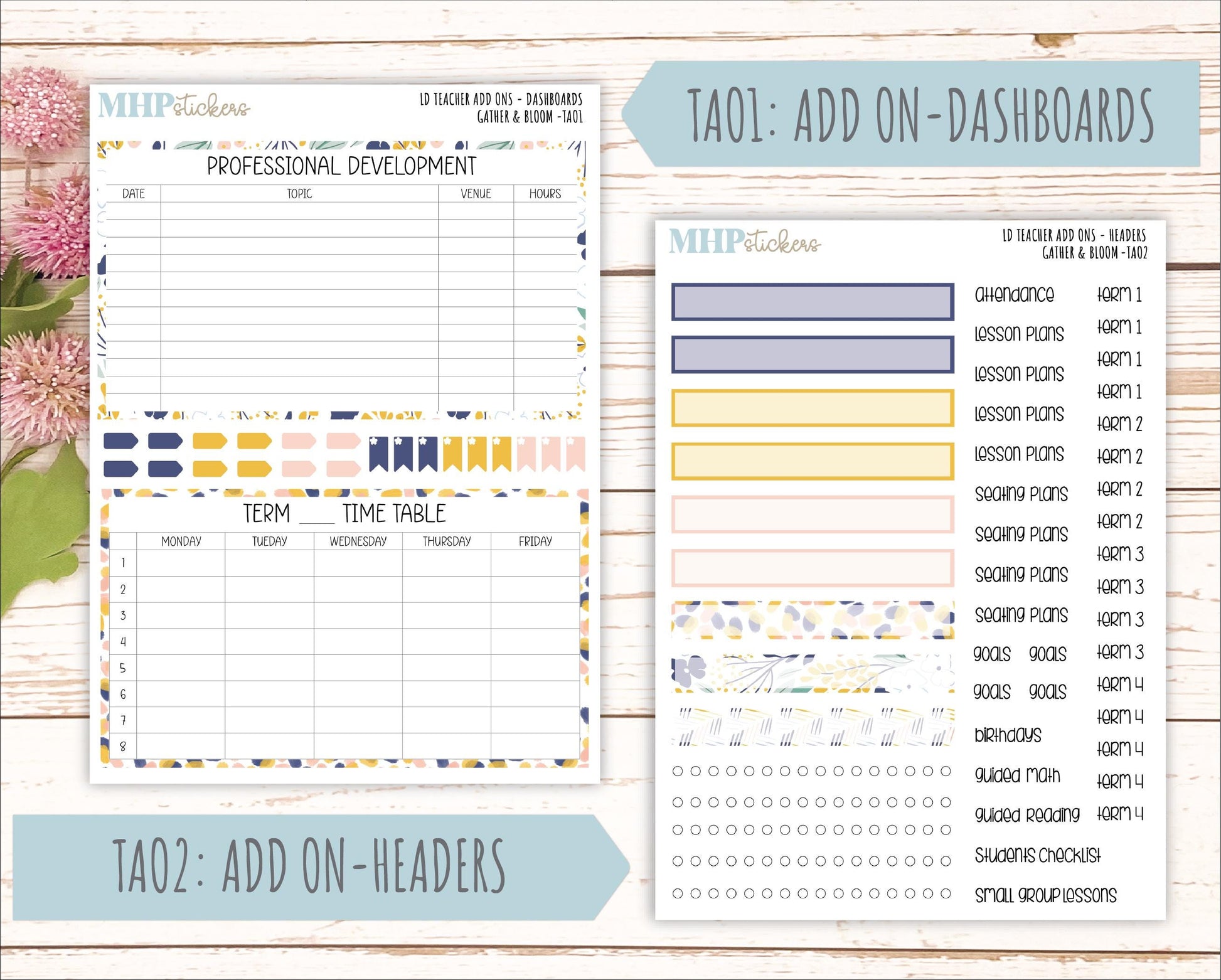 SEPTEMBER Stickers for Laurel Denise Teacher Planners. "Gather and Bloom" || TC