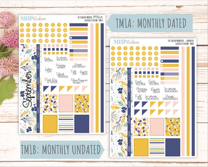 SEPTEMBER Stickers for Laurel Denise Teacher Planners. "Gather and Bloom" || TC