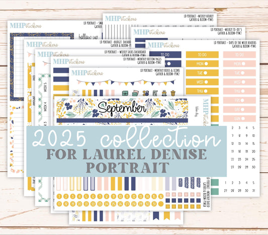 SEPTEMBER 2025 Stickers for Laurel Denise Portrait Planners. "Gather and Bloom" || PT
