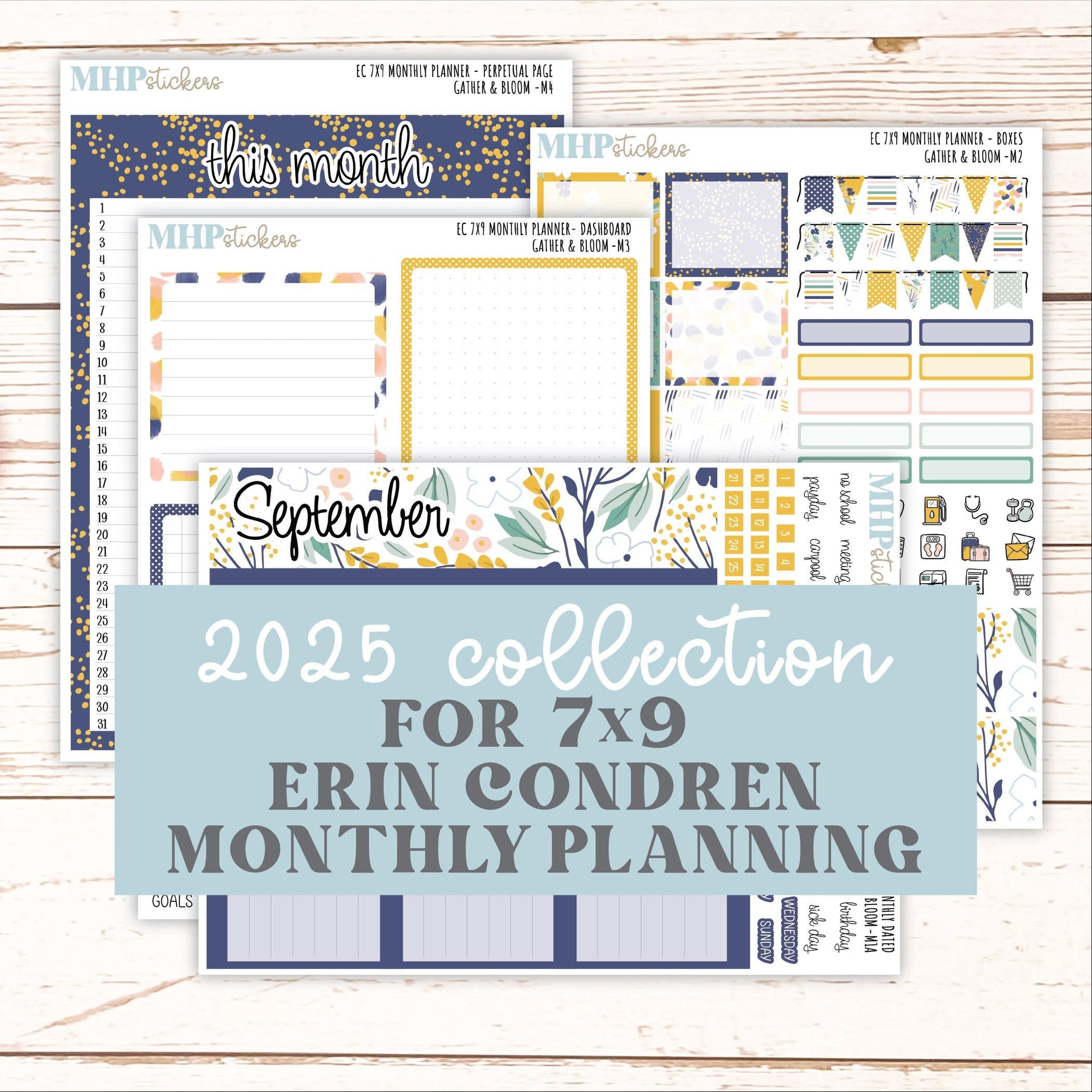 SEPTEMBER MONTHLY Kit for 7x9 Erin Condren Planners. 2025 Collection "Gather and Bloom" || ECM