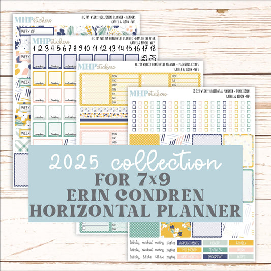 SEPTEMBER Weekly Horizontal Planning Kit for 7x9 Erin Condren Planners. "Gather and Bloom" || ECWH