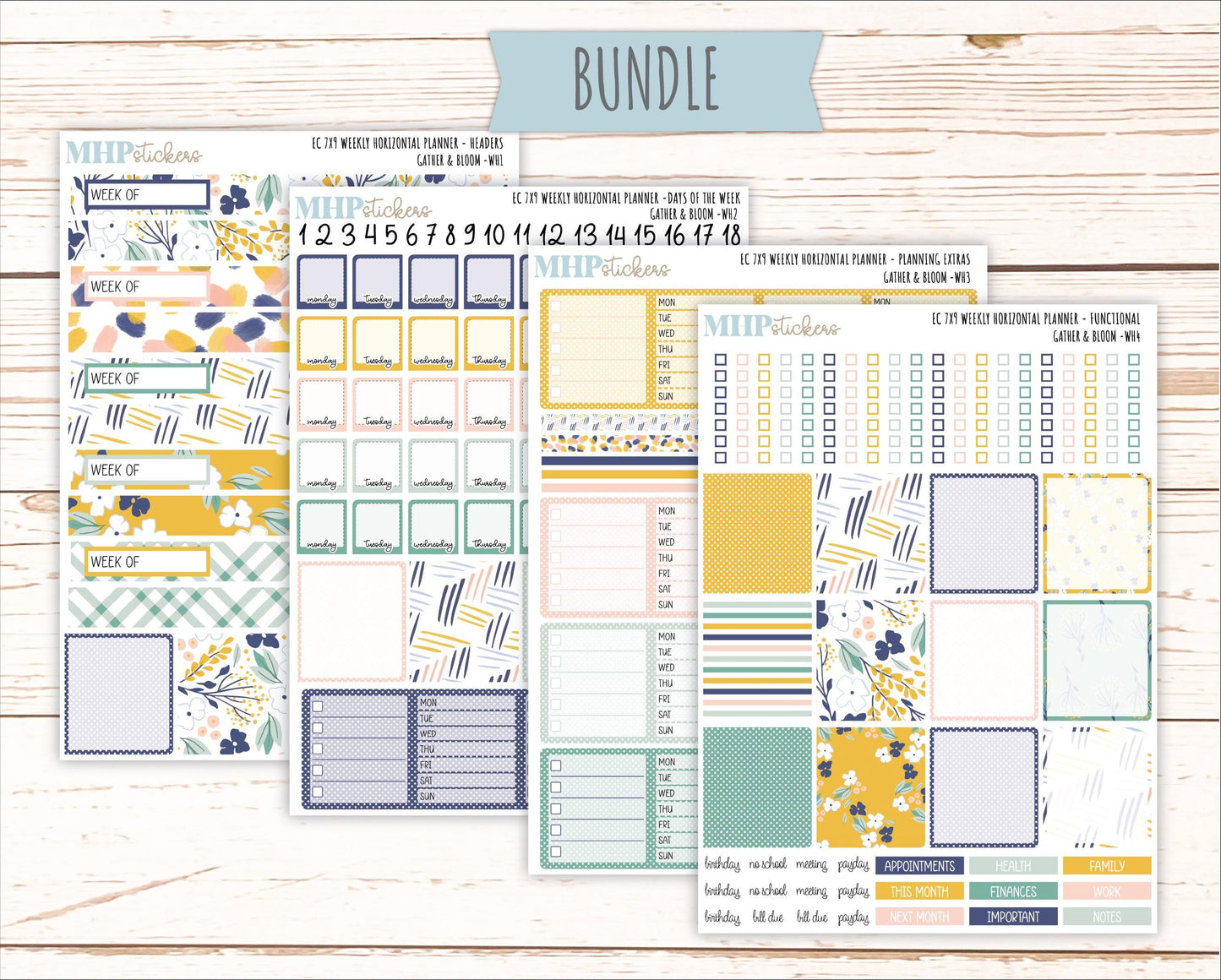 SEPTEMBER Weekly Horizontal Planning Kit for 7x9 Erin Condren Planners. "Gather and Bloom" || ECWH