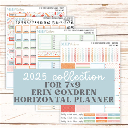 SEPTEMBER Weekly Horizontal Planning Kit for 7x9 Erin Condren Planners. "School Days" || ECWH