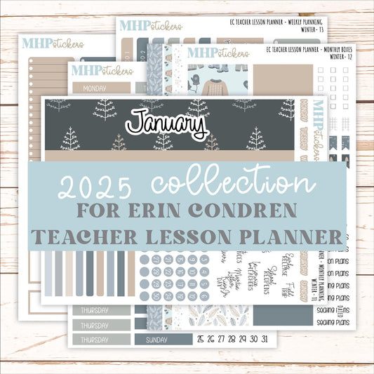 JANUARY Stickers for EC Teacher Lesson Planner. 2025 Collection "Winter" || ECT