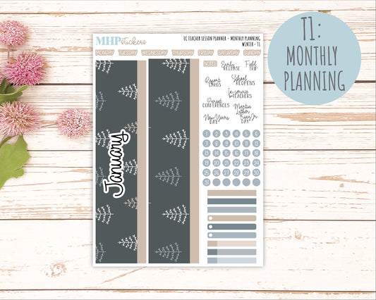 JANUARY Stickers for EC Teacher Lesson Planner. 2025 Collection "Winter" || ECT