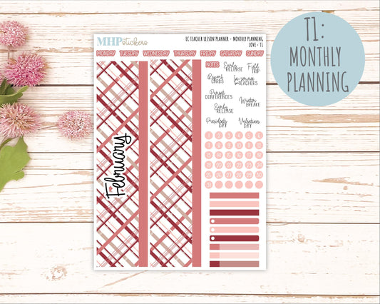FEBRUARY Stickers for EC Teacher Lesson Planner. 2025 Collection "Love" || ECT