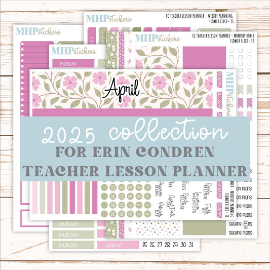 APRIL Stickers for EC Teacher Lesson Planner. 2025 Collection "Flower Field" || ECT