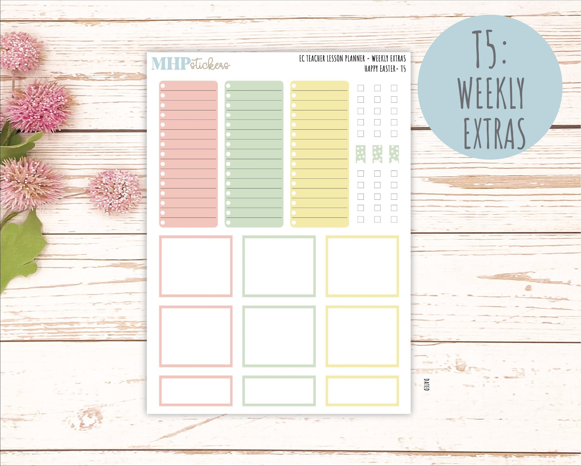 APRIL Stickers for EC Teacher Lesson Planner. 2025 Collection "Happy Easter" || ECT