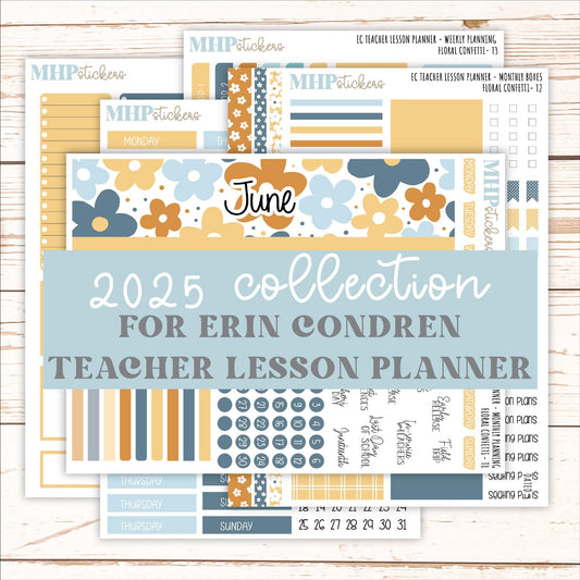 JUNE Stickers for EC Teacher Lesson Planner. 2025 Collection "Floral Confetti" || ECT