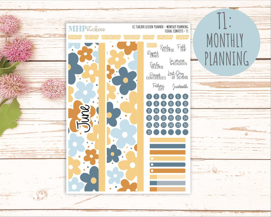 JUNE Stickers for EC Teacher Lesson Planner. 2025 Collection "Floral Confetti" || ECT