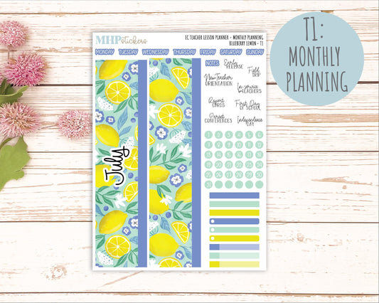 JULY Stickers for EC Teacher Lesson Planner. 2025 Collection "Blueberry Lemon" || ECT