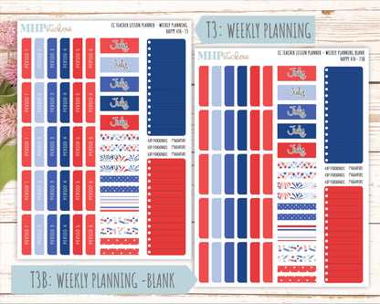 JULY Stickers for EC Teacher Lesson Planner. 2025 Collection "Happy 4th" || ECT