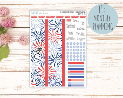 JULY Stickers for EC Teacher Lesson Planner. 2025 Collection "Happy 4th" || ECT