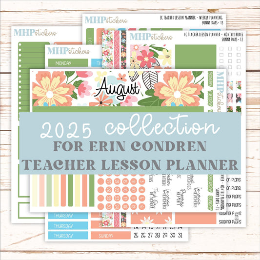 AUGUST Stickers for EC Teacher Lesson Planner. 2025 Collection "Sunny Days" || ECT
