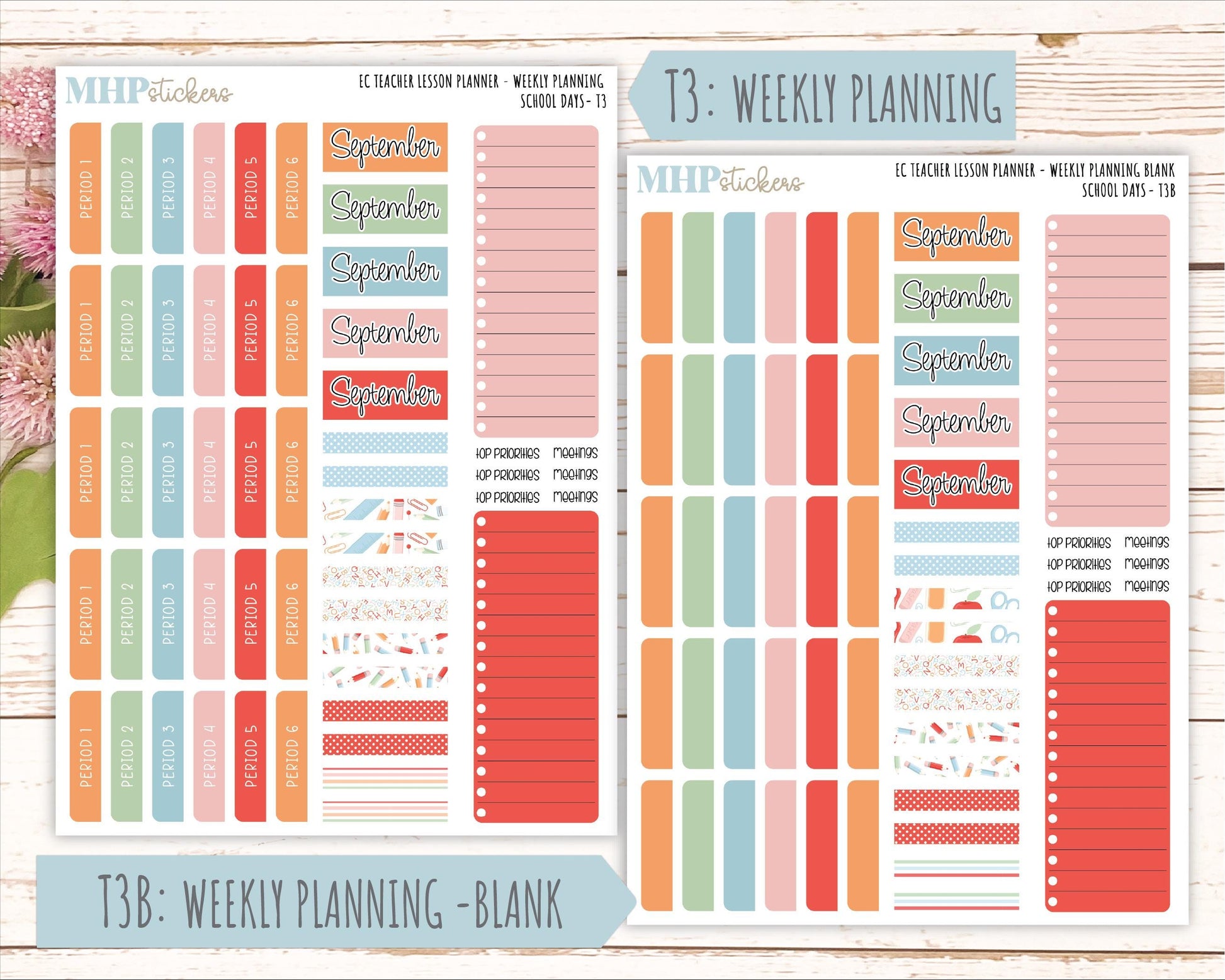 SEPTEMBER Stickers for EC Teacher Lesson Planner. 2025 Collection "School Days" || ECT
