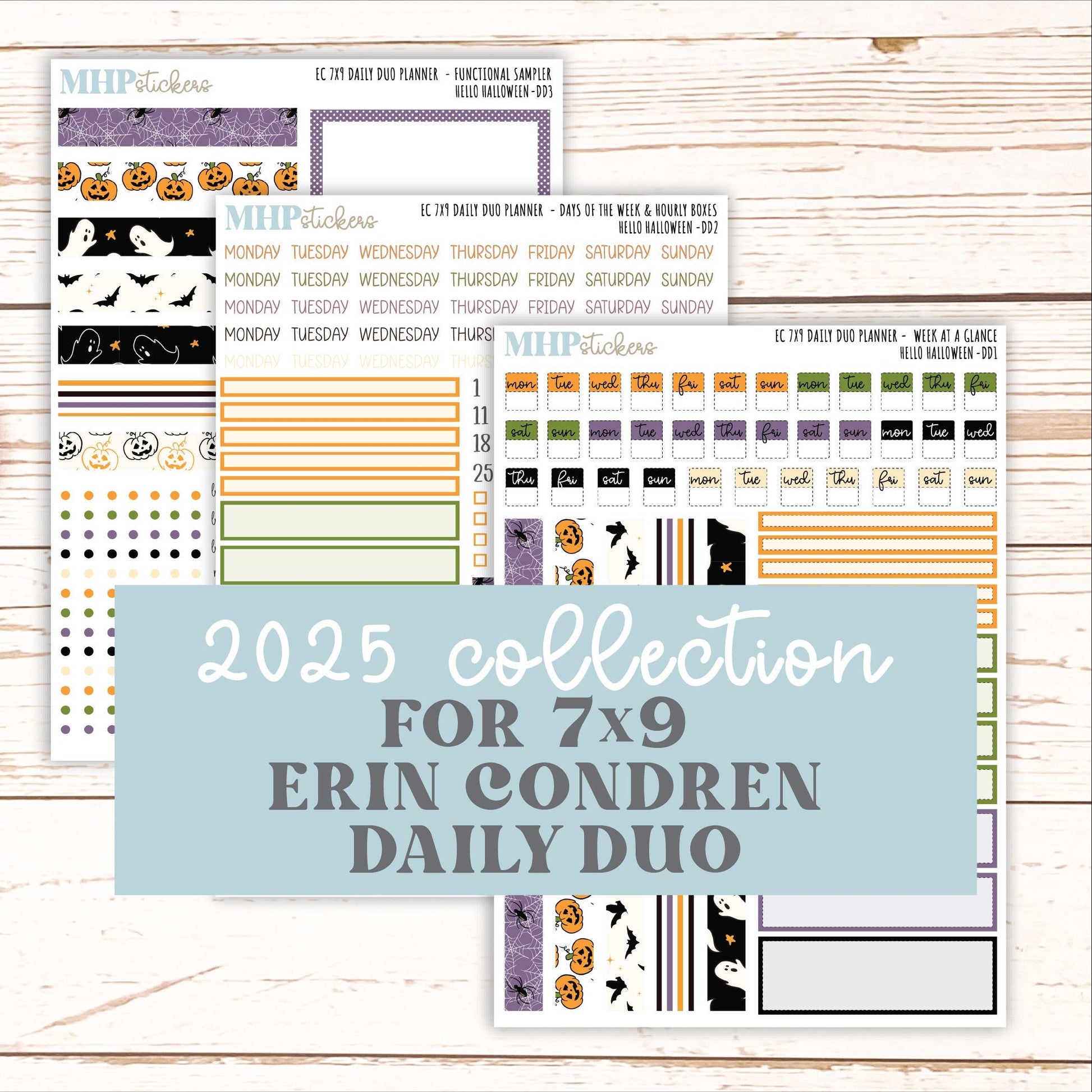 OCTOBER Daily Duo Sticker Kit for 7x9 Erin Condren Planners. "Hello Halloween" || ECDD