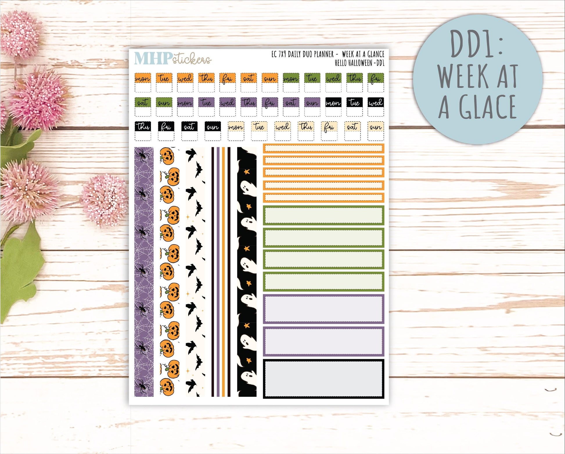 OCTOBER Daily Duo Sticker Kit for 7x9 Erin Condren Planners. "Hello Halloween" || ECDD