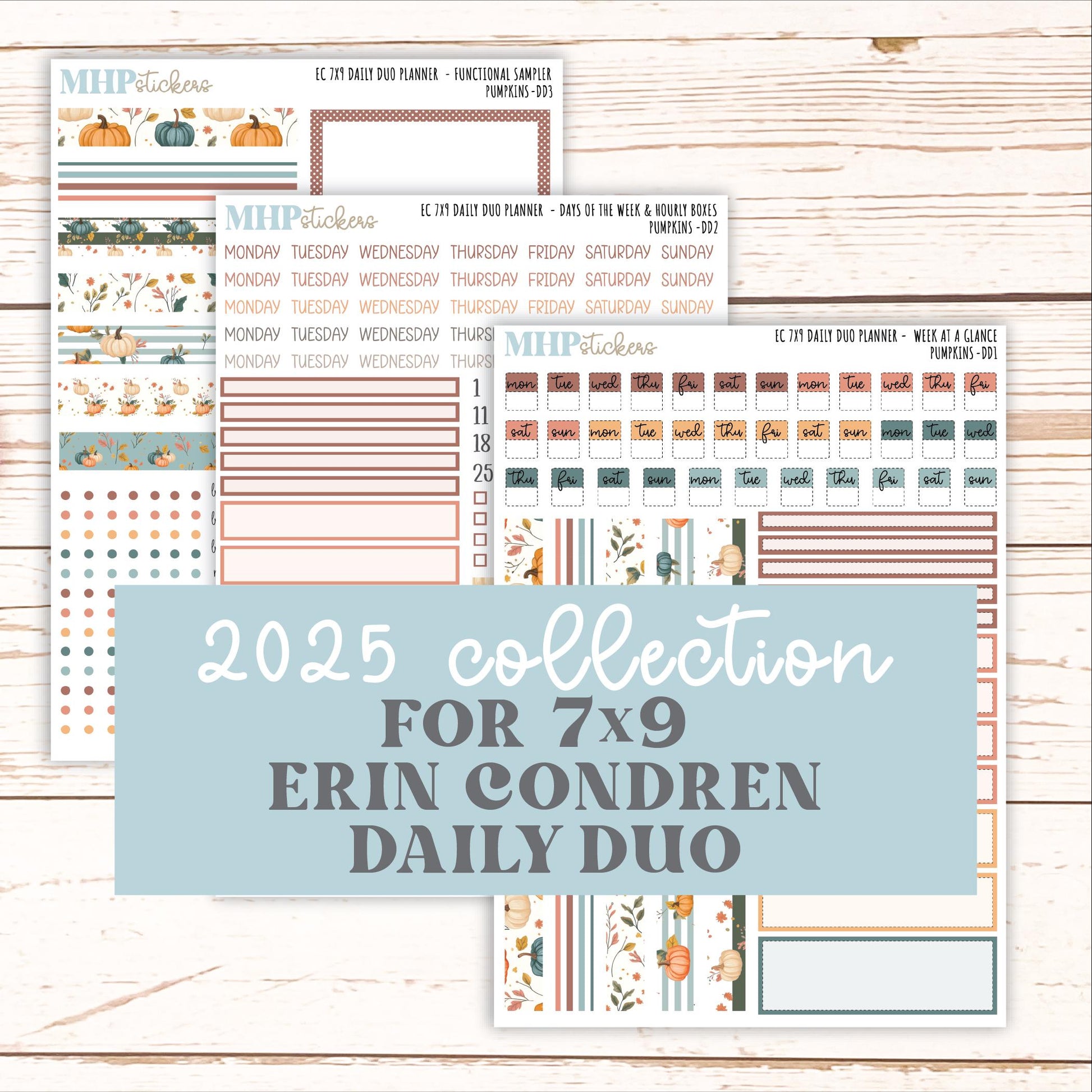 OCTOBER Daily Duo Sticker Kit for 7x9 Erin Condren Planners. "Pumpkins" || ECDD