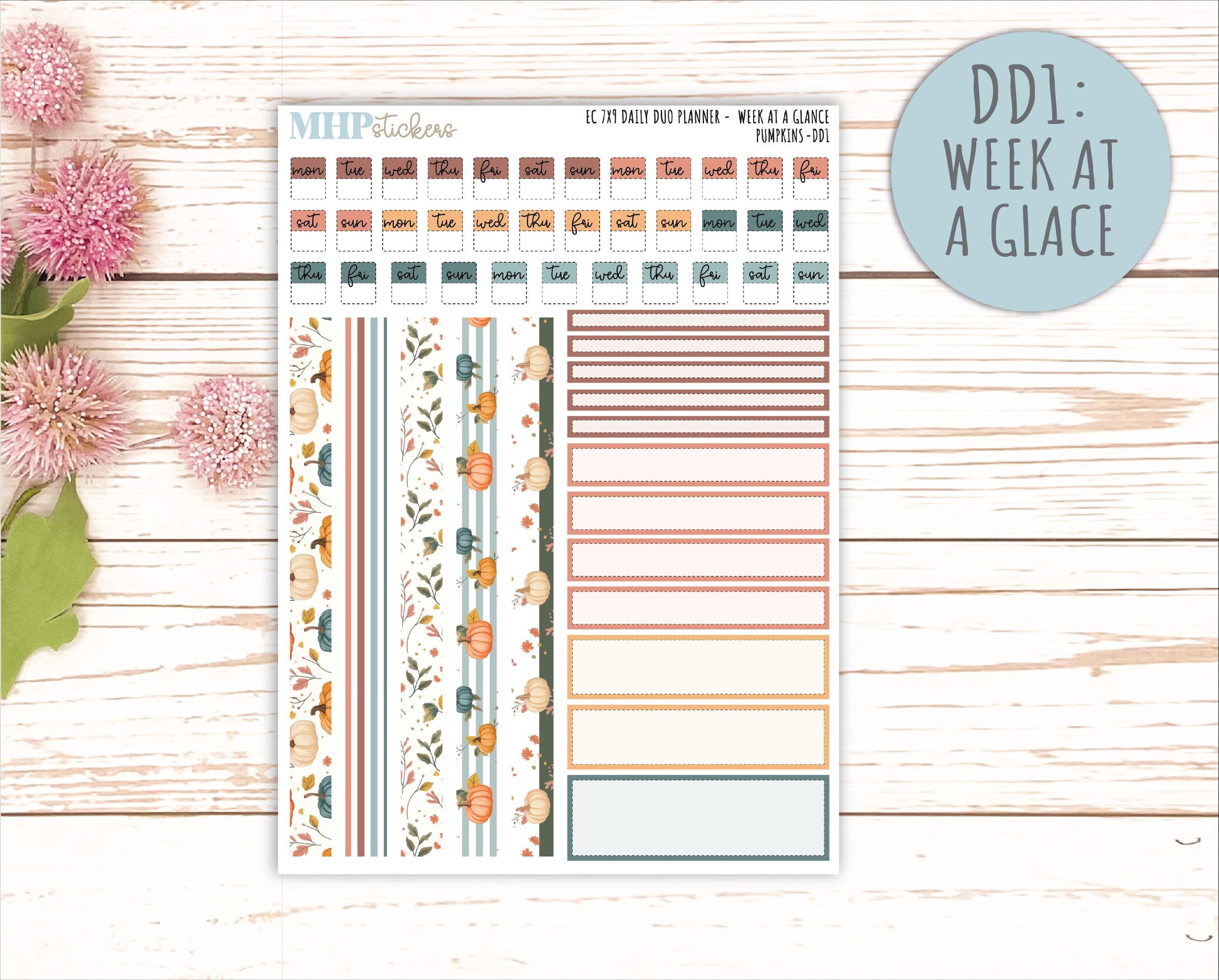 OCTOBER Daily Duo Sticker Kit for 7x9 Erin Condren Planners. "Pumpkins" || ECDD
