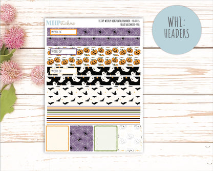 OCTOBER Weekly Horizontal Planning Kit for 7x9 Erin Condren Planners. "Hello Halloween" || ECWH