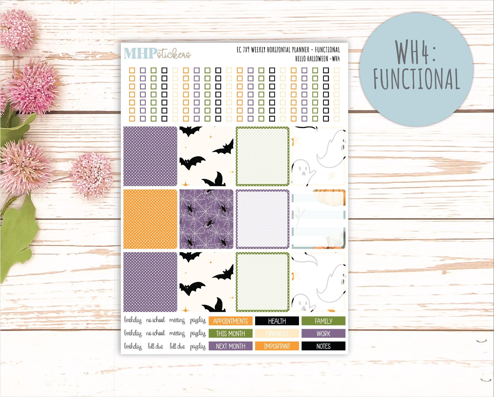 OCTOBER Weekly Horizontal Planning Kit for 7x9 Erin Condren Planners. "Hello Halloween" || ECWH