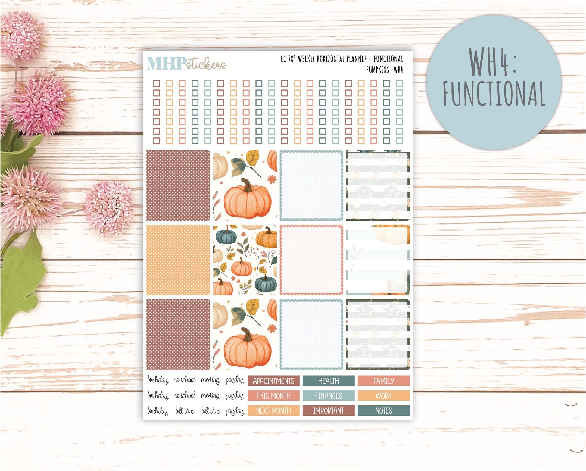 OCTOBER Weekly Horizontal Planning Kit for 7x9 Erin Condren Planners. "Pumpkins" || ECWH