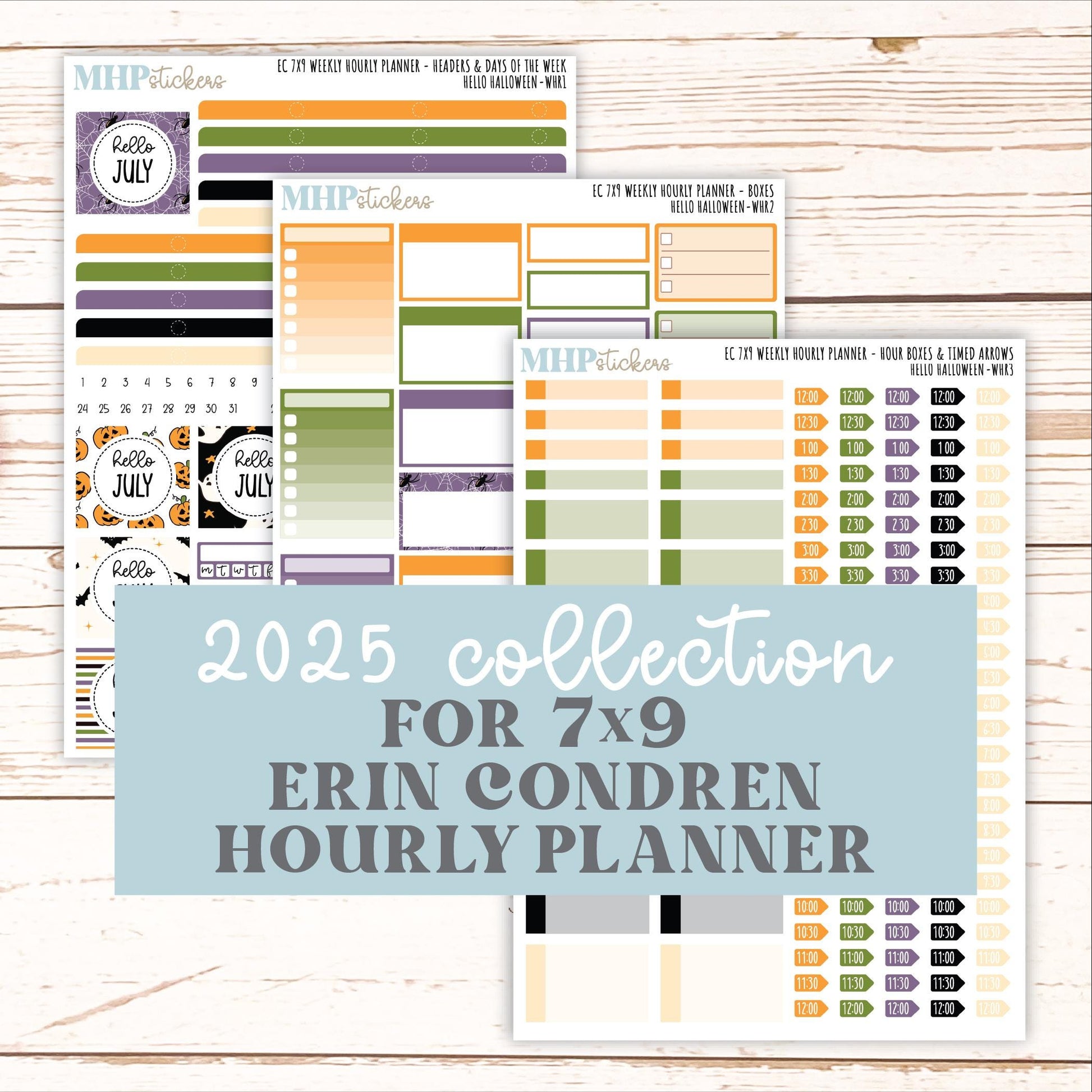 OCTOBER Weekly Hourly Planning Kits for 7x9 Erin Condren Planners. "Hello Halloween" || ECWHR