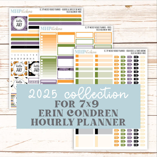 OCTOBER Weekly Hourly Planning Kits for 7x9 Erin Condren Planners. "Hello Halloween" || ECWHR