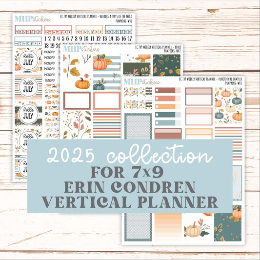 OCTOBER Weekly Vertical Kits for 7x9 Erin Condren Planners. "Pumpkins" || ECWV
