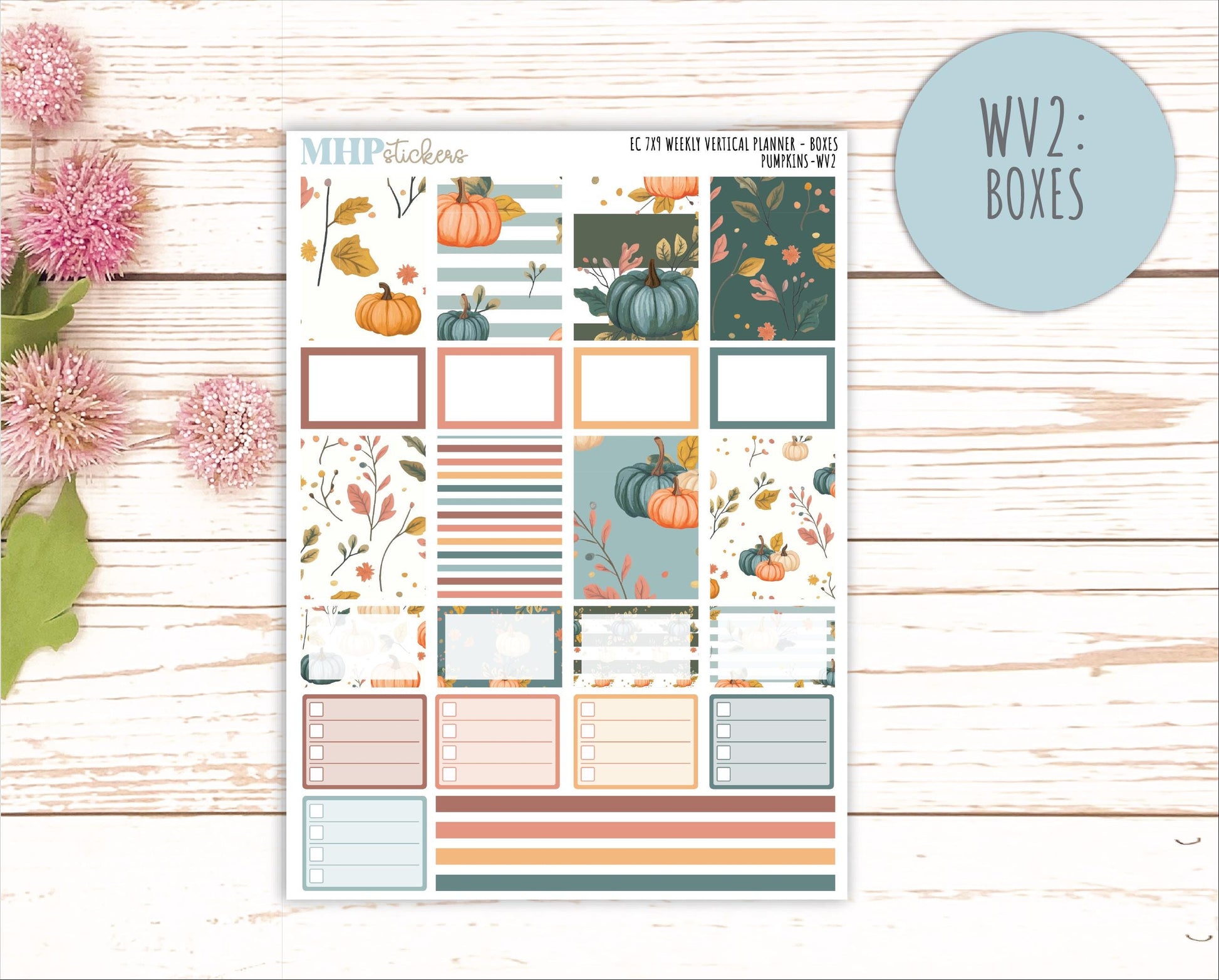 OCTOBER Weekly Vertical Kits for 7x9 Erin Condren Planners. "Pumpkins" || ECWV