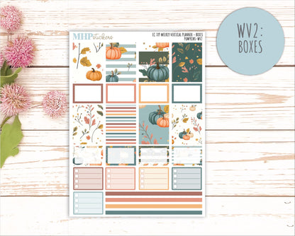 OCTOBER Weekly Vertical Kits for 7x9 Erin Condren Planners. "Pumpkins" || ECWV