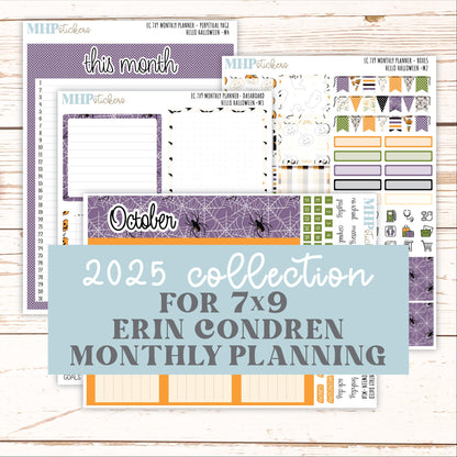 OCTOBER MONTHLY Kit for 7x9 Erin Condren Planners. 2025 Collection "Hello Halloween" || ECM