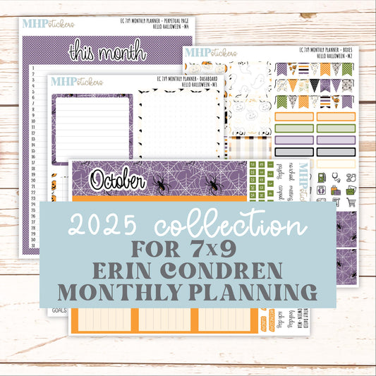OCTOBER MONTHLY Kit for 7x9 Erin Condren Planners. 2025 Collection "Hello Halloween" || ECM