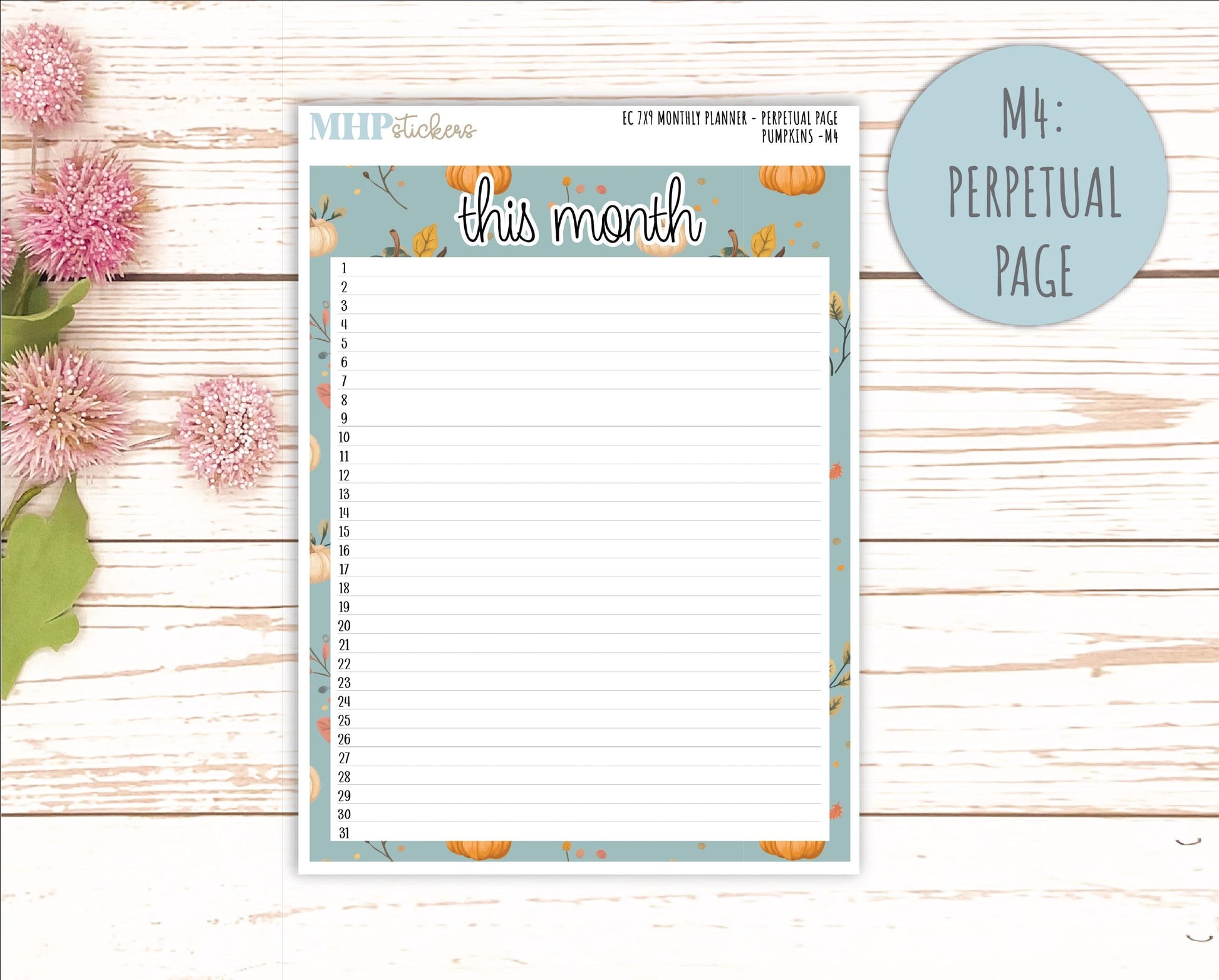 OCTOBER MONTHLY Kit for 7x9 Erin Condren Planners. 2025 Collection "Pumpkins" || ECM
