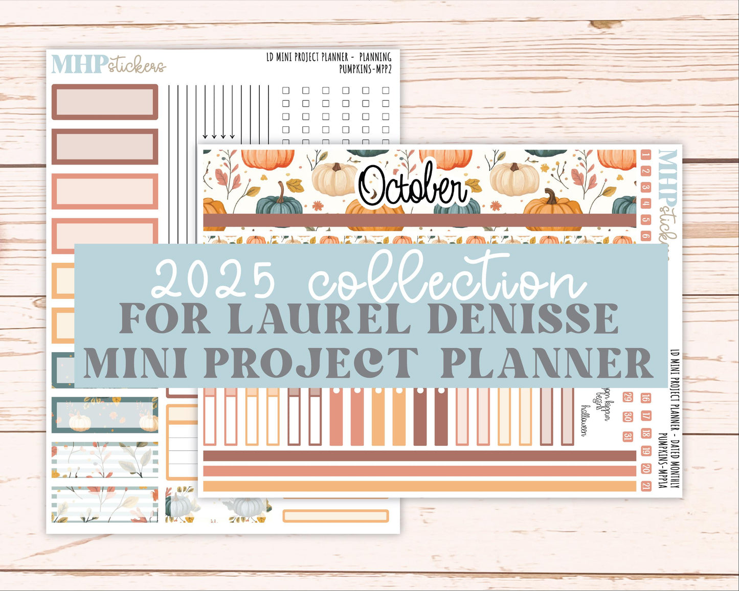 OCTOBER 2025 Stickers for LD Mini 4-Column Planner (Formerly Mini Project Planner) "Pumpkins" || MPP