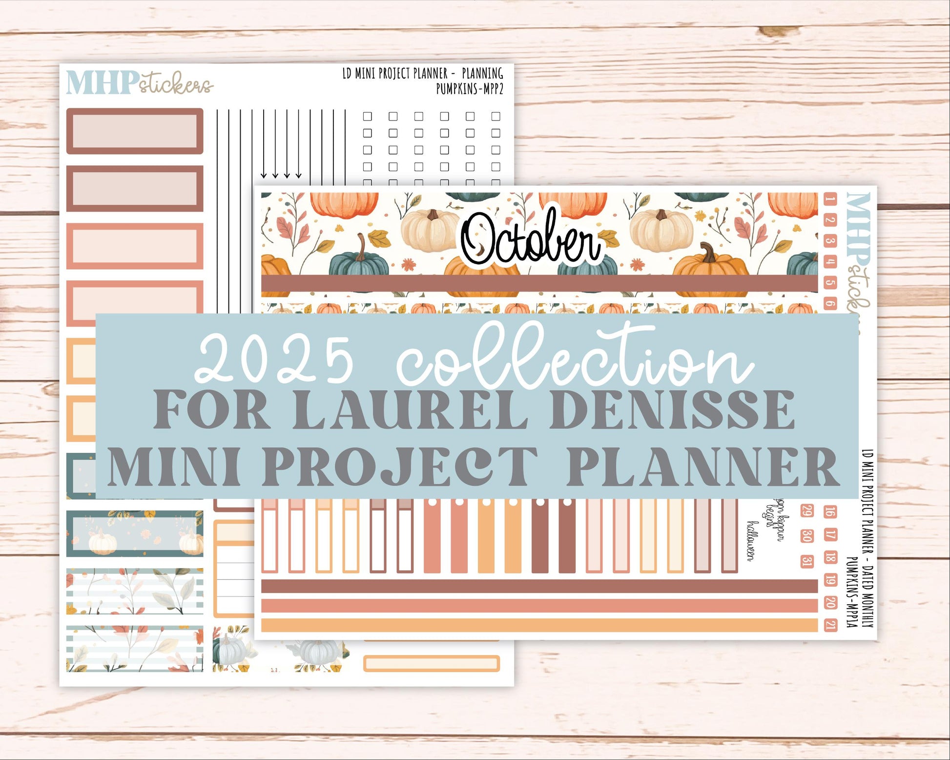 OCTOBER 2025 Stickers for LD Mini 4-Column Planner (Formerly Mini Project Planner) "Pumpkins" || MPP