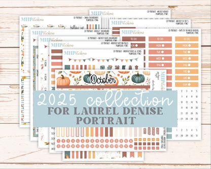 OCTOBER 2025 Stickers for Laurel Denise Portrait Planners. "Pumpkins || PT