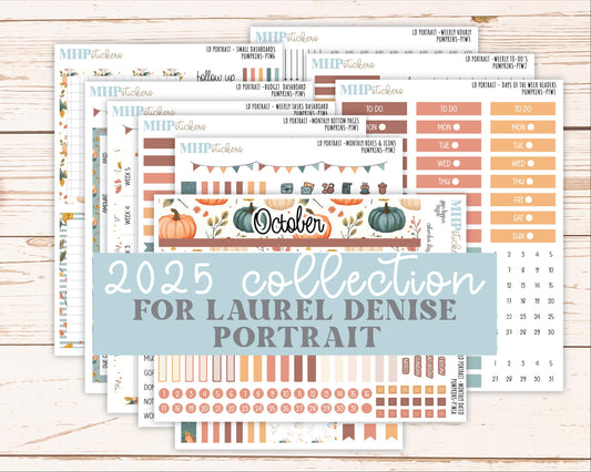 OCTOBER 2025 Stickers for Laurel Denise Portrait Planners. "Pumpkins || PT