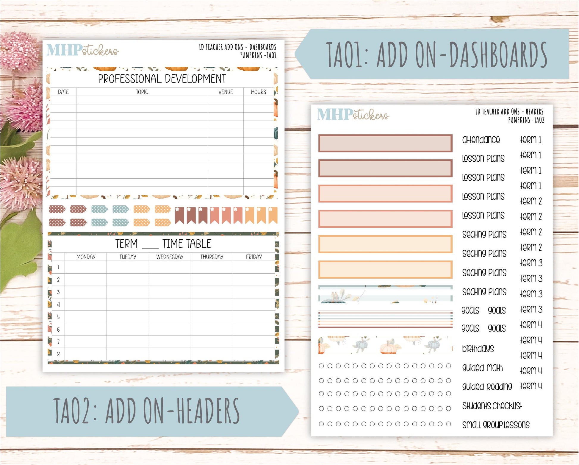 OCTOBER Stickers for Laurel Denise Teacher Planners. "Pumpkins" || TC