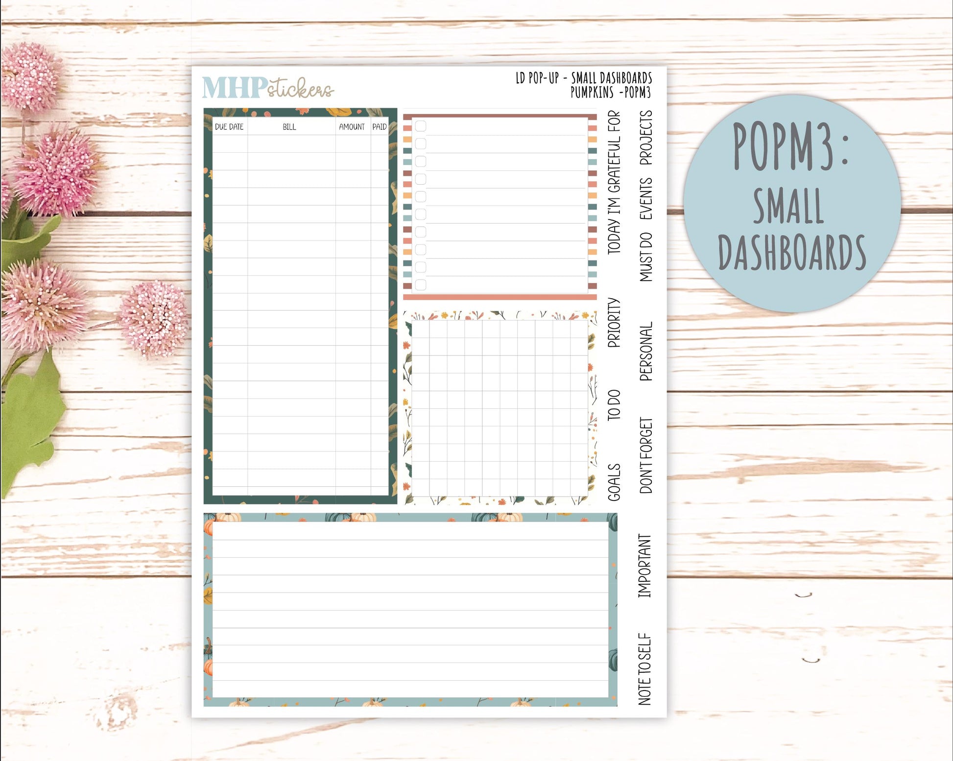October 2025 Stickers for Laurel Denise POP-UP Planner. "Pumpkins" || POP
